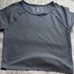 American Eagle Outfitters Gray Ribbed Crop Tee
